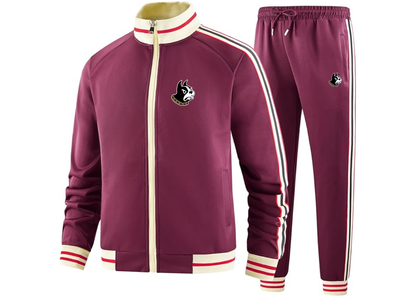 Men's Wofford Terriers Tracksuit with Bold Striped Accents and Zippered Front Athletic Wear