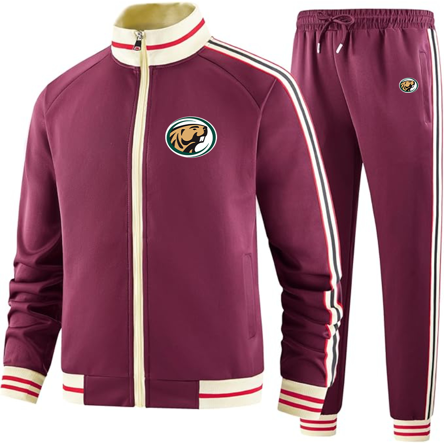 Men's Bemidji State Beavers Two Piece Designer Tracksuit with Bold Striped Accents and Zippered Front Elevated Athletic Wear