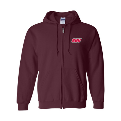 Men's Sacred Heart Pioneers Logo Gildan  Heavy Blend Full Zip Hooded Sweatshirt