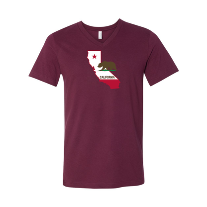 California Bear Map  BELLA  CANVAS - Jersey V-Neck T-Shirt