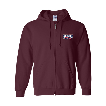 Men's Robert Morris Colonials Logo Gildan  Heavy Blend Full Zip Hooded Sweatshirt