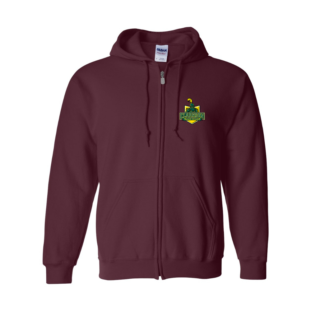 Men's Clarkson Golden Knights Gildan  Heavy Blend Full Zip Hooded Sweatshirt