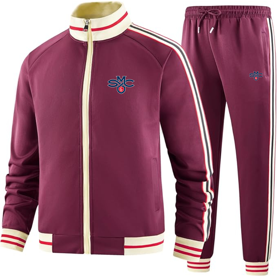 Men's Saint Marys Gaels Logo Tracksuit with Bold Striped Accents and Zippered Front Athletic Wear
