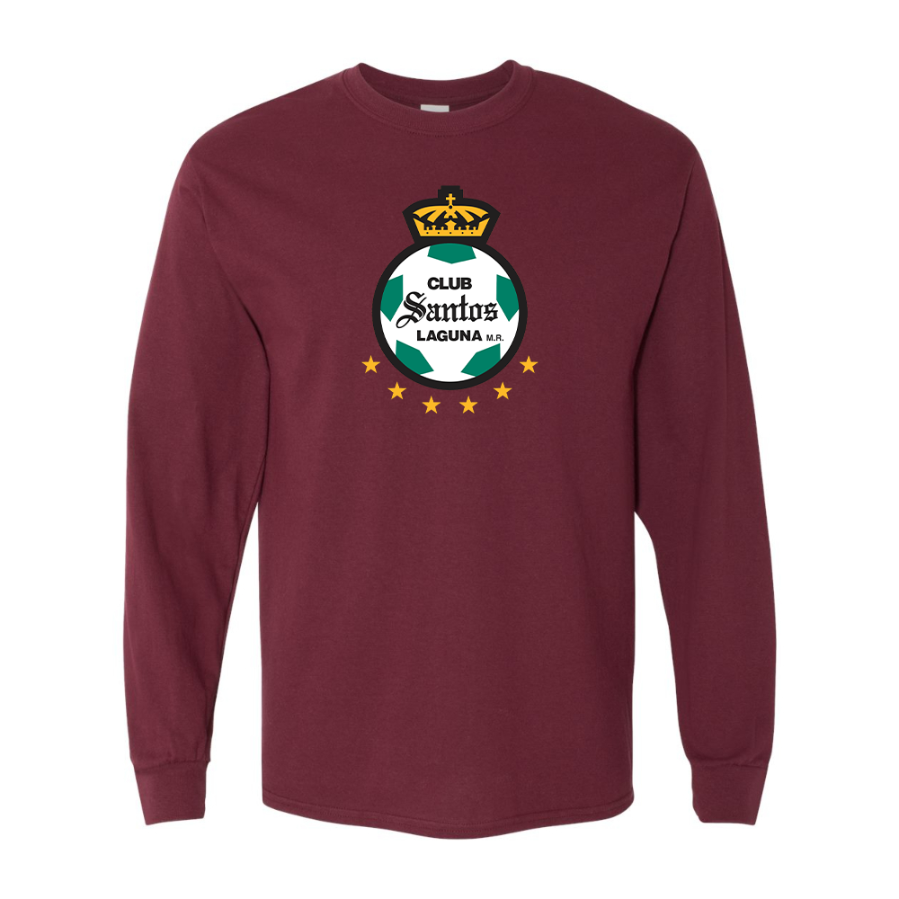 Men's Santos Laguna Soccer Gildan Heavy Cotton Long Sleeve T-Shirt
