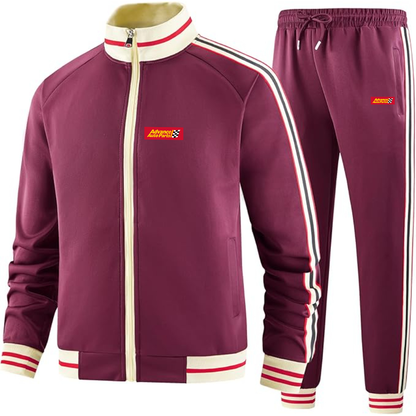 Men's Advance Auto Parts Logo Tracksuit with Bold Striped Accents and Zippered Front Athletic Wear