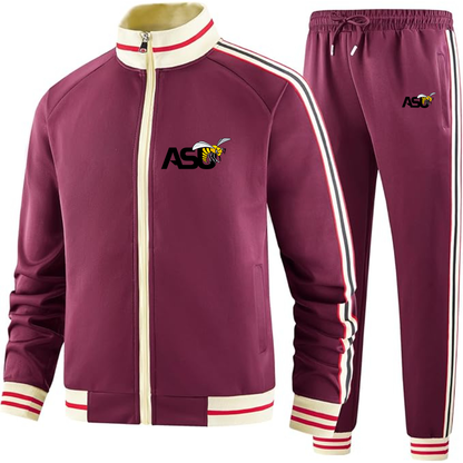 Men's Alabama State Hornets Two Piece Designer Tracksuit with Bold Striped Accents and Zippered Front Elevated Athletic Wear