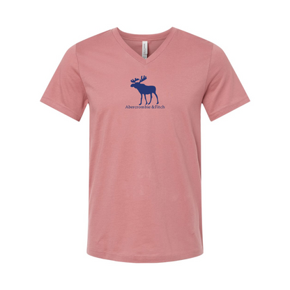 Abercrombie & Fitch Moose Logo BELLA  CANVAS - Jersey V-Neck T-Shirt
