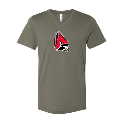 Ball State Cardinals BELLA  CANVAS - Jersey V-Neck T-Shirt