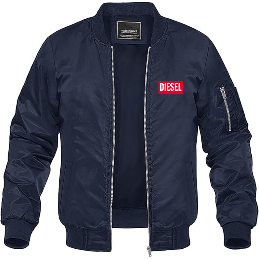 Men's Diesel Logo Lightweight Bomber Jacket Windbreaker Softshell Varsity Jacket Coat