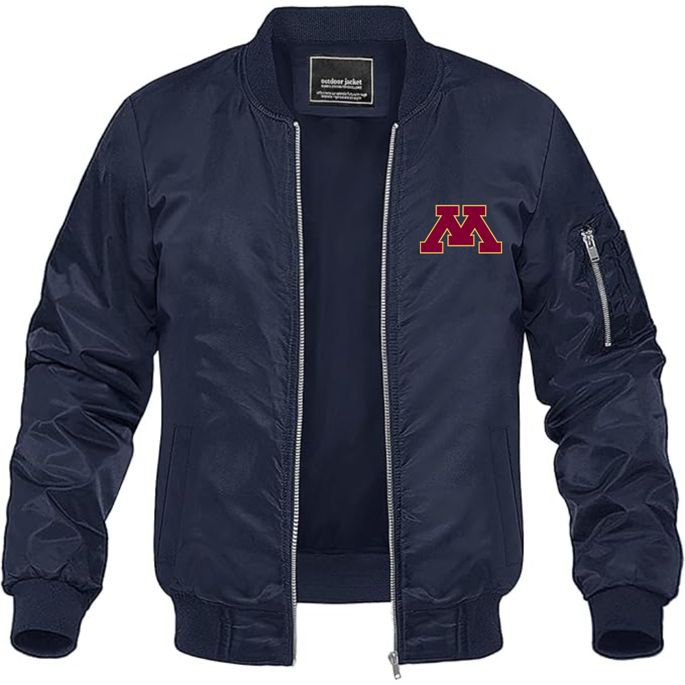 Men's Minnesota Golden Gophers Logo Lightweight Bomber Jacket Windbreaker Softshell Varsity Jacket Coat