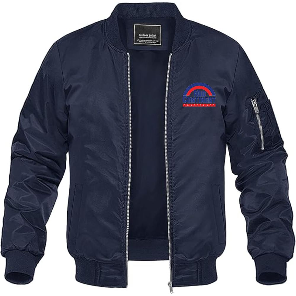 Men's Mid Continent Conference Logo Lightweight Bomber Jacket Windbreaker Softshell Varsity Jacket Coat