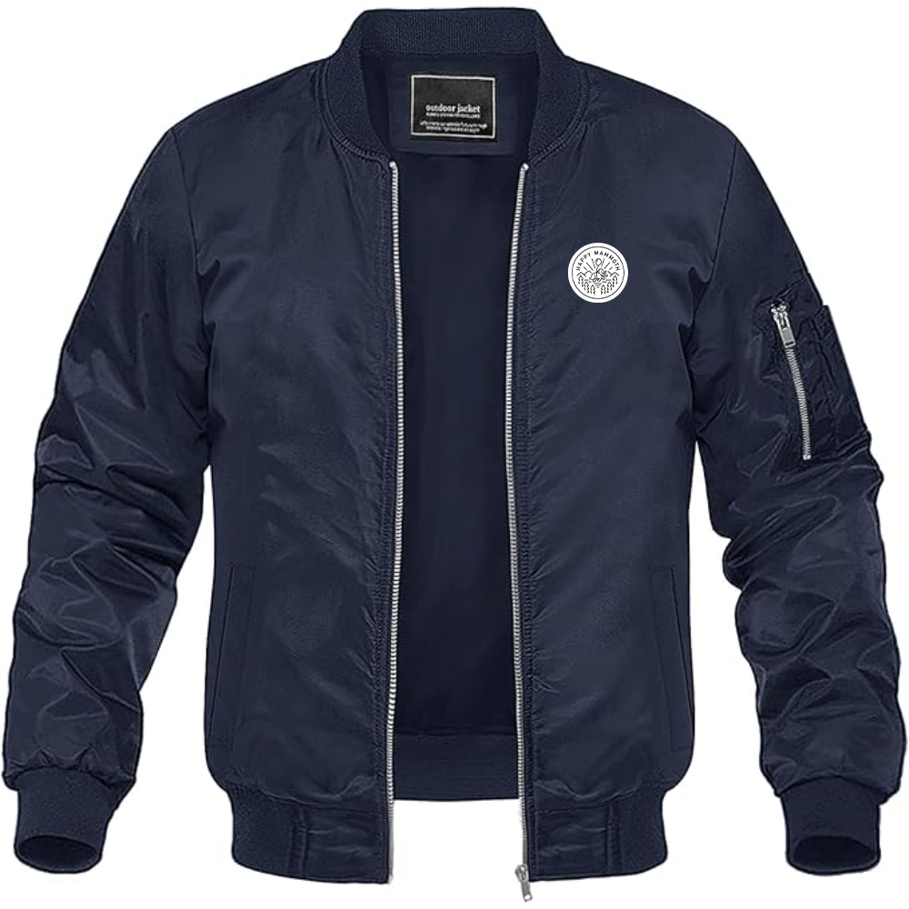 Men's Happy Mammoth Logo Lightweight Bomber Jacket Windbreaker Softshell Varsity Jacket Coat