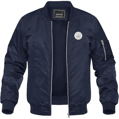 Men's Happy Mammoth Logo Lightweight Bomber Jacket Windbreaker Softshell Varsity Jacket Coat