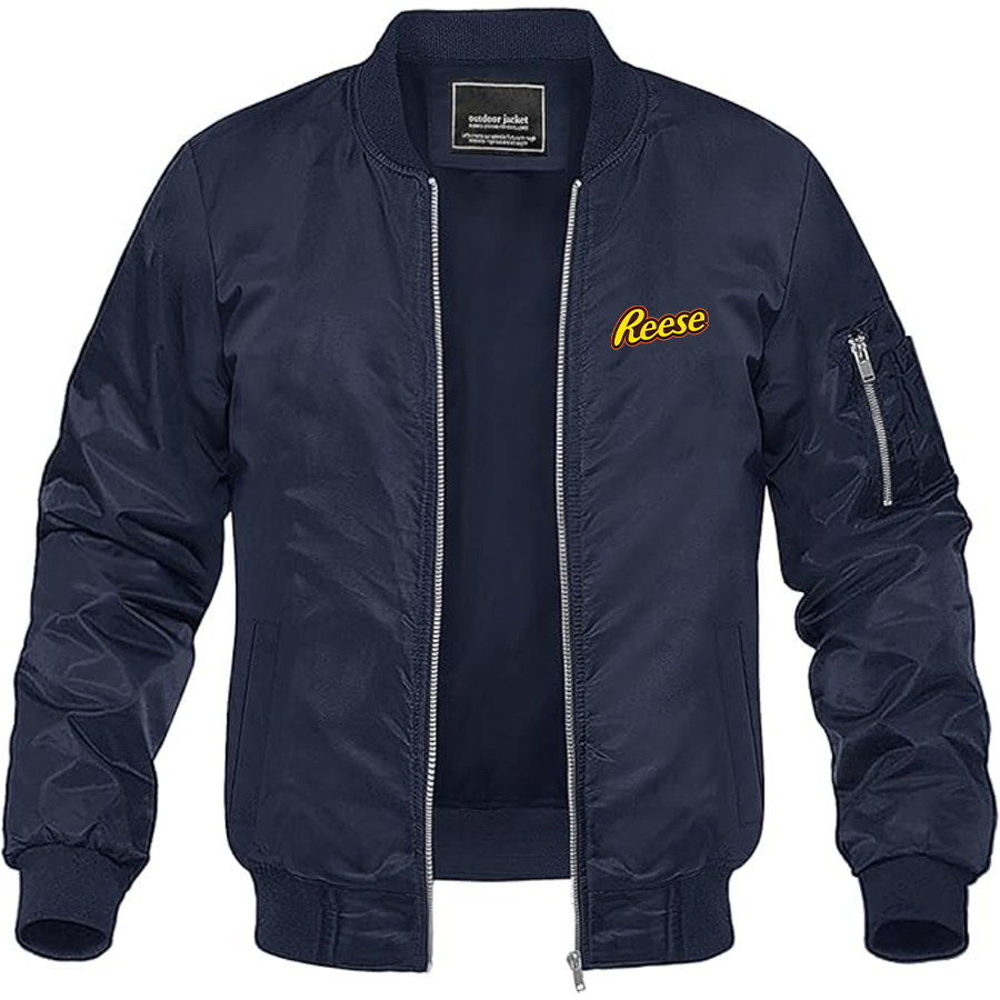 Men's Reese Peanut Butter Logo Lightweight Bomber Jacket Windbreaker Softshell Varsity Jacket Coat
