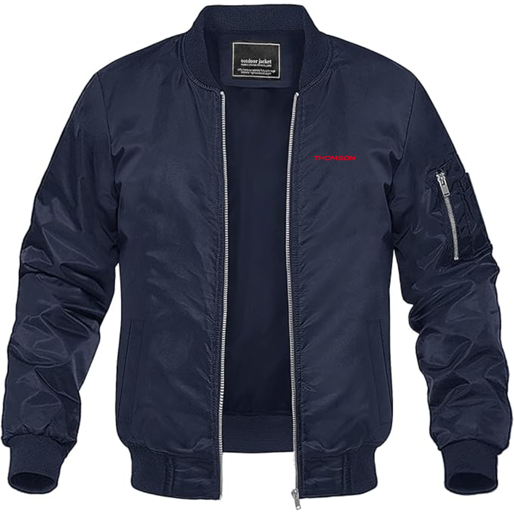 Men's Thomson Logo Lightweight Bomber Jacket Windbreaker Softshell Varsity Jacket Coat