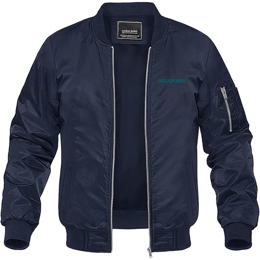 Men's Neosporin Logo Lightweight Bomber Jacket Windbreaker Softshell Varsity Jacket Coat