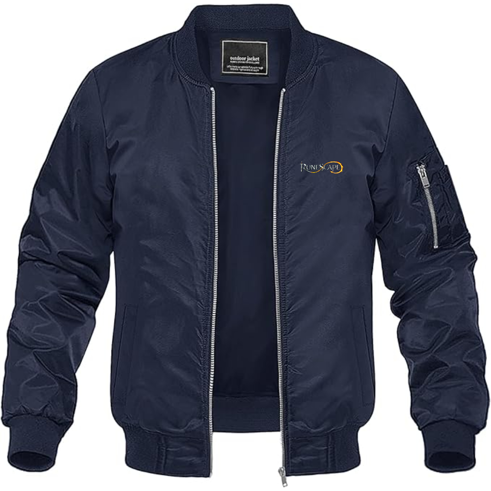 Men's Runescape Logo Lightweight Bomber Jacket Windbreaker Softshell Varsity Jacket Coat