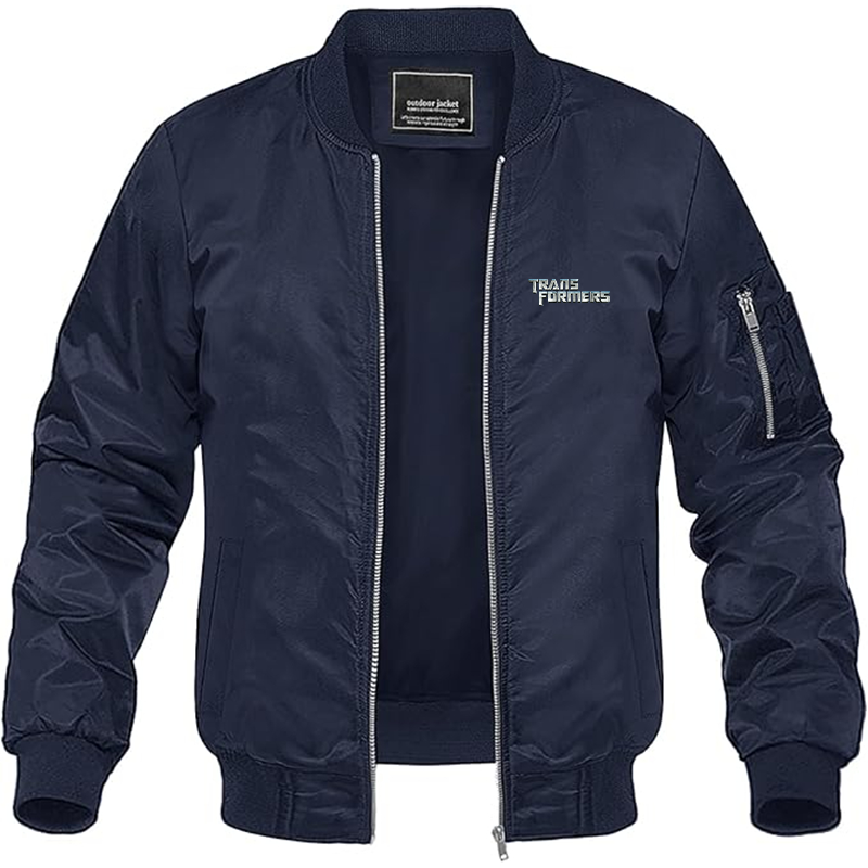 Men's Transformers Logo Lightweight Bomber Jacket Windbreaker Softshell Varsity Jacket Coat
