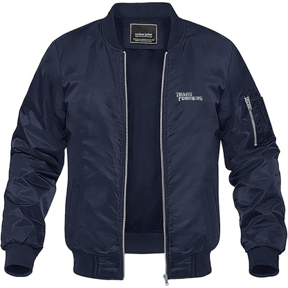 Men's Transformers Logo Lightweight Bomber Jacket Windbreaker Softshell Varsity Jacket Coat