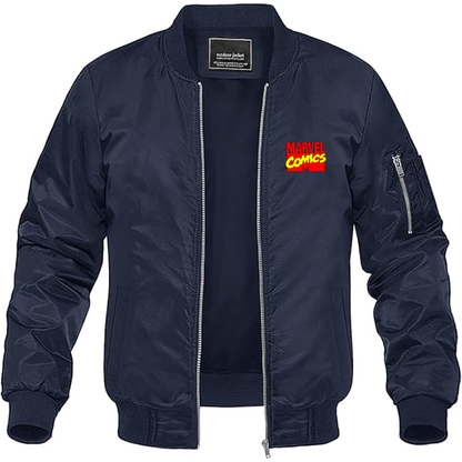 Men's Marvel Comics Logo Lightweight Bomber Jacket Windbreaker Softshell Varsity Jacket Coat