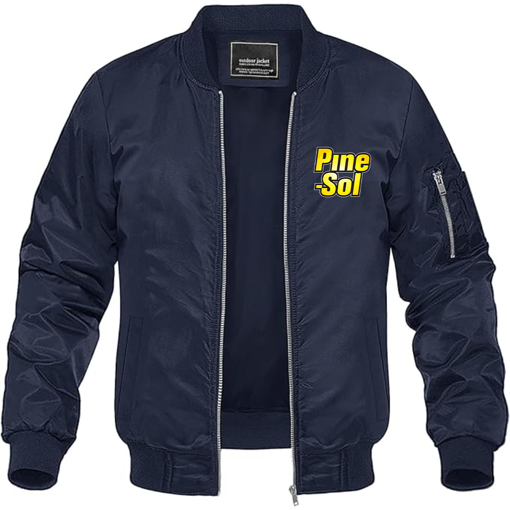 Men's Pine Sol Logo Lightweight Bomber Jacket Windbreaker Softshell Varsity Jacket Coat (Copy)
