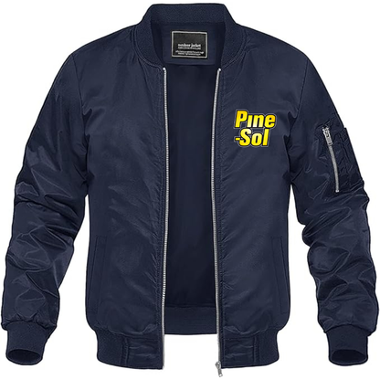 Men's Pine Sol Logo Lightweight Bomber Jacket Windbreaker Softshell Varsity Jacket Coat (Copy)