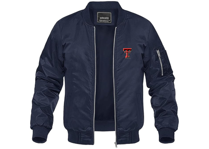 Men's Texas Tech Red Raiders Lightweight Bomber Jacket Windbreaker Softshell Varsity Jacket Coat