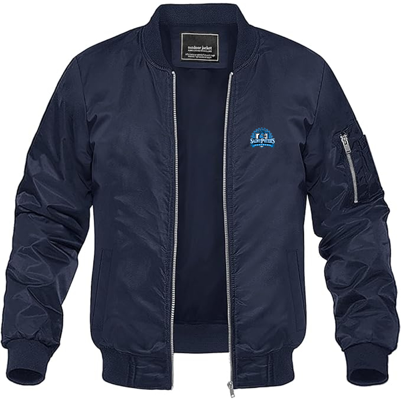 Men's Saint Peters Peacocks Logo Lightweight Bomber Jacket Windbreaker Softshell Varsity Jacket Coat