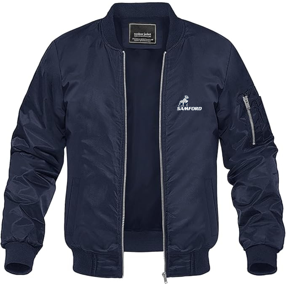Men's Samford Bulldogs Logo Lightweight Bomber Jacket Windbreaker Softshell Varsity Jacket Coat