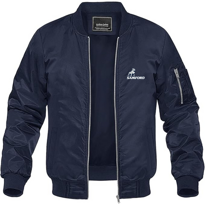 Men's Samford Bulldogs Logo Lightweight Bomber Jacket Windbreaker Softshell Varsity Jacket Coat