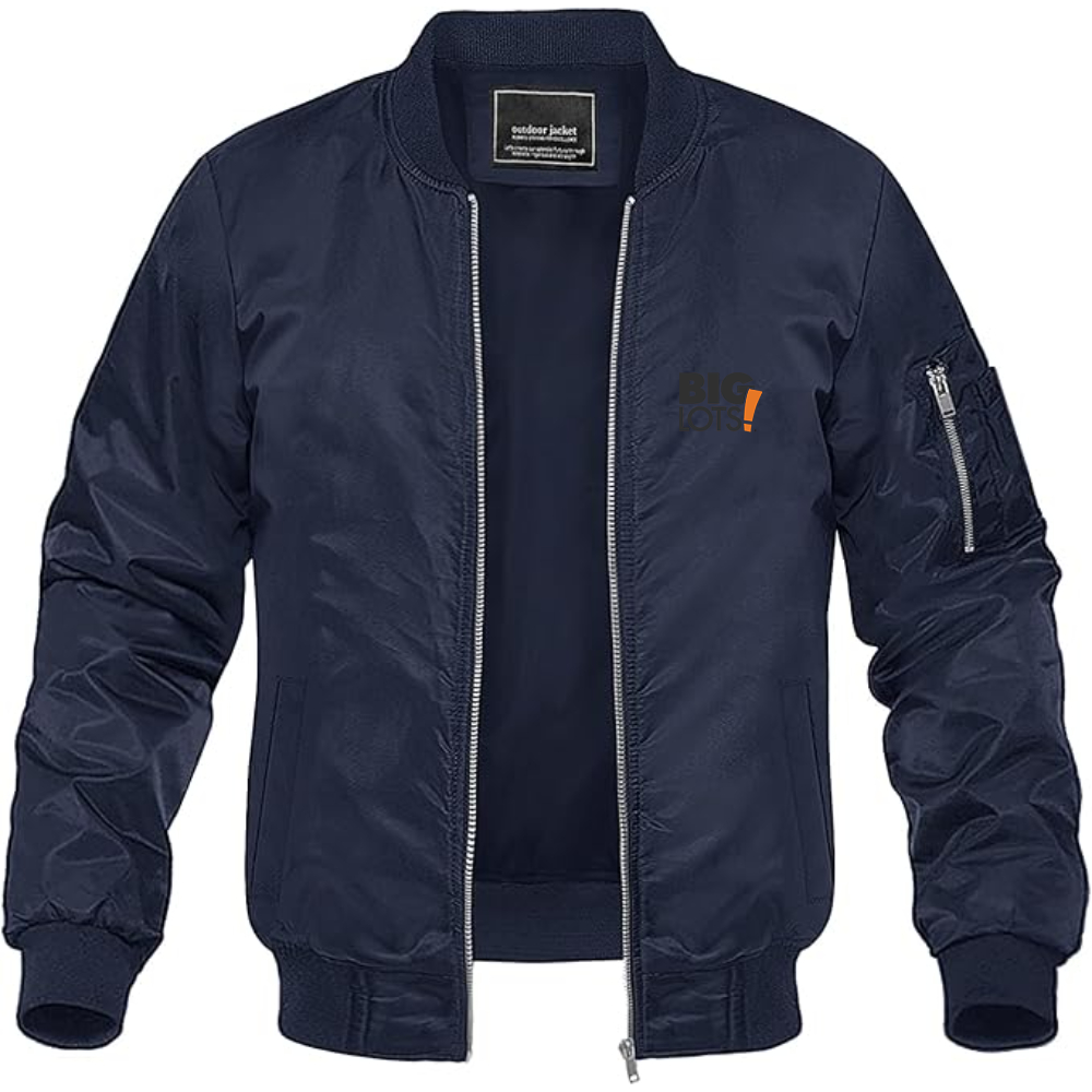 Men's Big Lots Logo Lightweight Bomber Jacket Windbreaker Softshell Varsity Jacket Coat