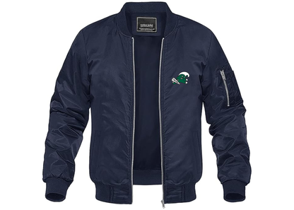 Men's Tulane Green Wave Lightweight Bomber Jacket Windbreaker Softshell Varsity Jacket Coat