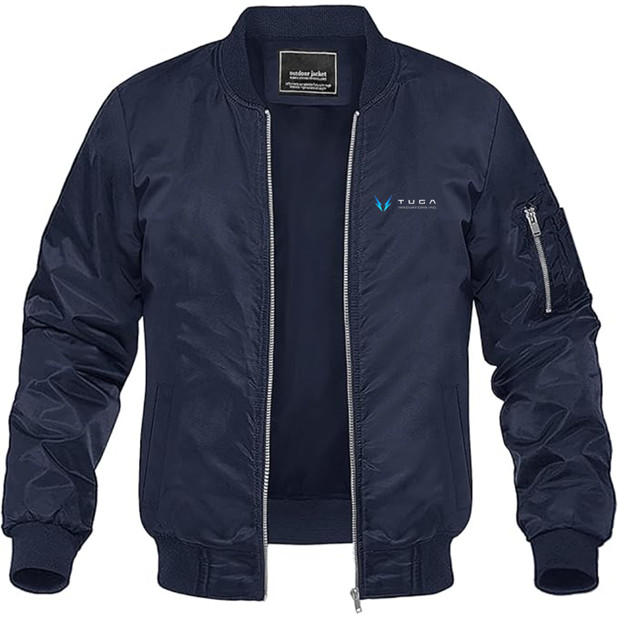 Men's TUGA Innovations Logo Lightweight Bomber Jacket Windbreaker Softshell Varsity Jacket Coat
