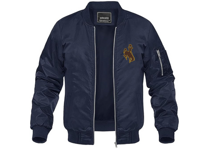 Men's Wyoming Cowboys Lightweight Bomber Jacket Windbreaker Softshell Varsity Jacket Coat