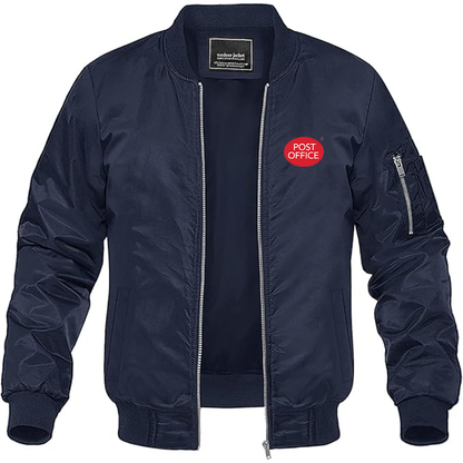 Men's Post Office Logo Lightweight Bomber Jacket Windbreaker Softshell Varsity Jacket Coat