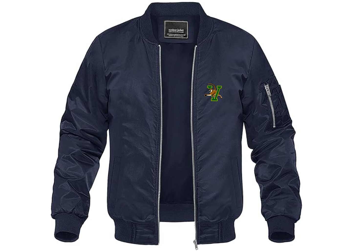 Men's Vermont Catamounts Lightweight Bomber Jacket Windbreaker Softshell Varsity Jacket Coat