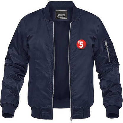 Men's ABC TV5 Logo Lightweight Bomber Jacket Windbreaker Softshell Varsity Jacket Coat
