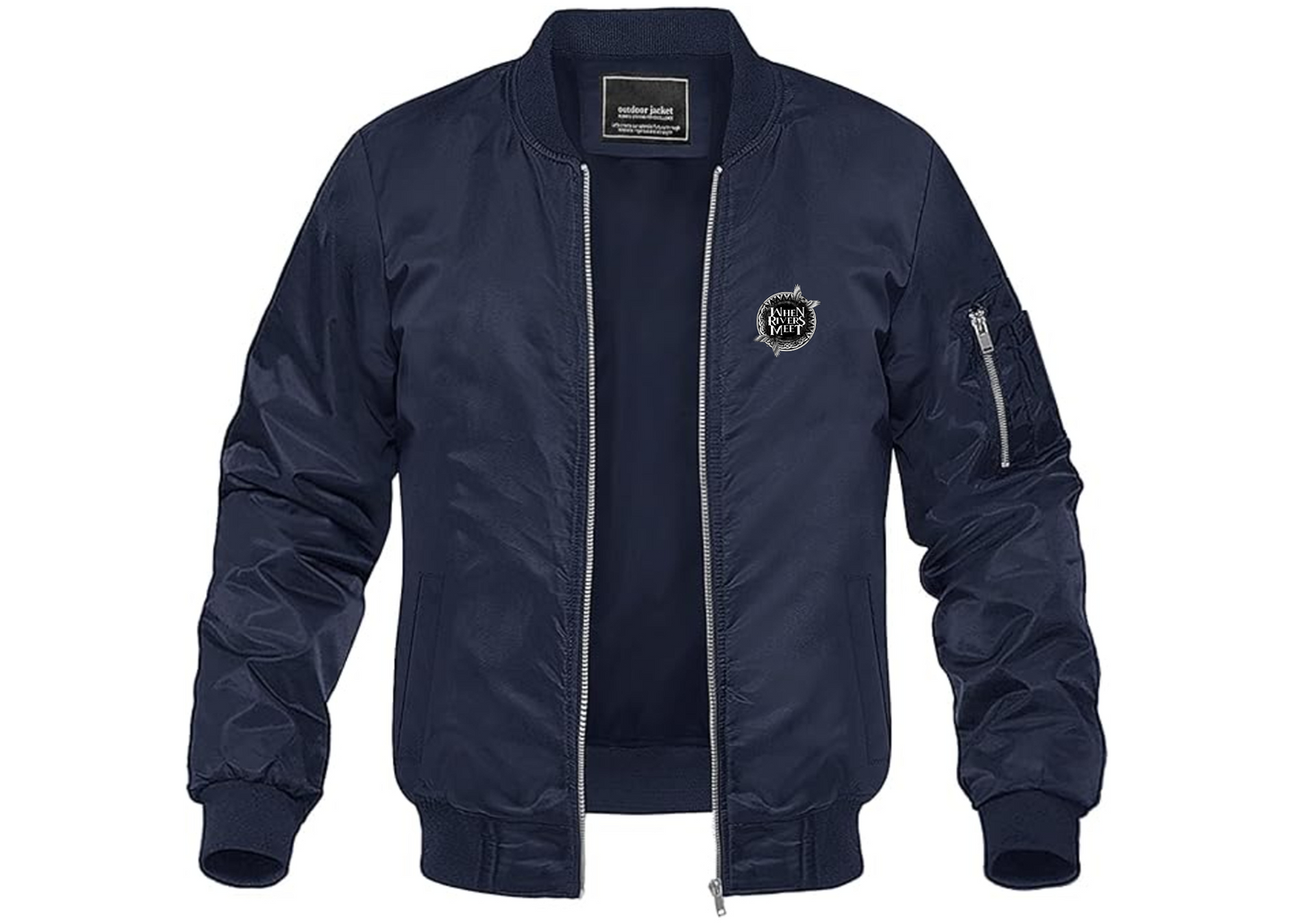 Men's When Rivers Meet Lightweight Bomber Jacket Windbreaker Softshell Varsity Jacket Coat
