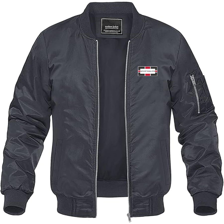 Men's Sportequipe Logo Lightweight Bomber Jacket Windbreaker Softshell Varsity Jacket Coat
