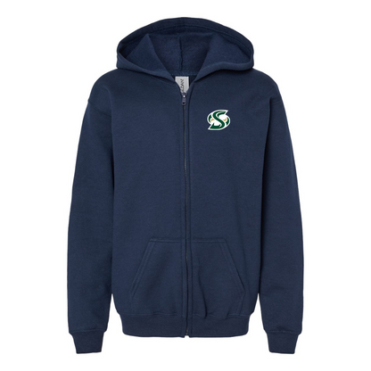 Gildan Heavy Blend Youth Sacramento State Hornets Logo  Full Zip Hooded Sweatshirt