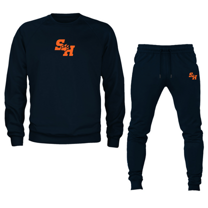 Men's Sam Houston State Bearkats Logo Crewneck Sweatshirt Joggers Suit