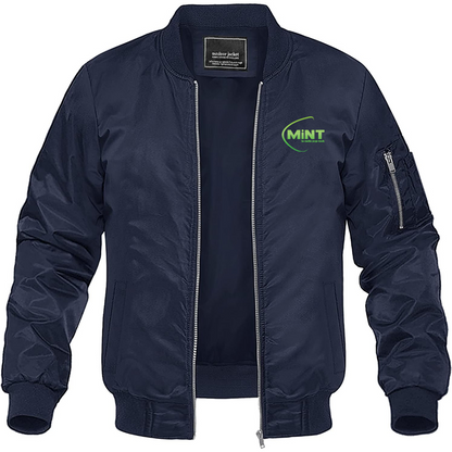 Men's Mint Radio Logo Lightweight Bomber Jacket Windbreaker Softshell Varsity Jacket Coat