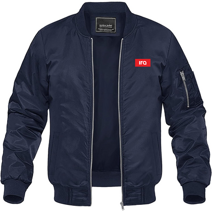 Men's IRA Logo Lightweight Bomber Jacket Windbreaker Softshell Varsity Jacket Coat