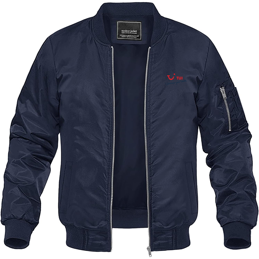 Men's tui Logo Lightweight Bomber Jacket Windbreaker Softshell Varsity Jacket Coat
