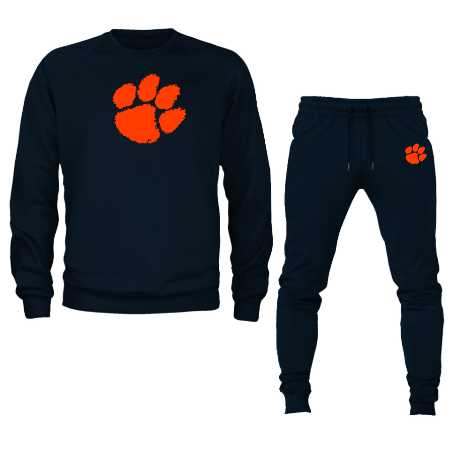 Men's Clemson Tigers Crewneck Sweatshirt Joggers Suit