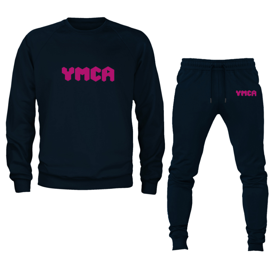 Men's   YMCA Mauve  Crewneck Sweatshirt Joggers Suit