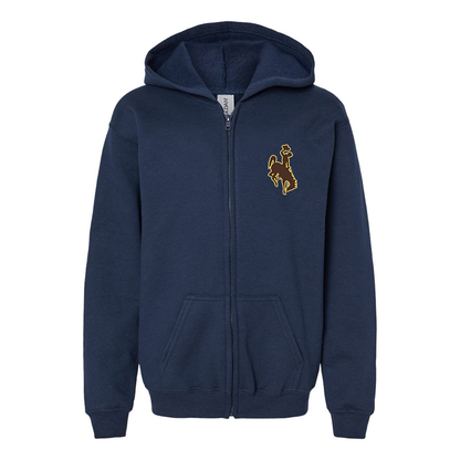 Gildan Heavy Blend Youth Wyoming Cowboys Full Zip Hooded Sweatshirt