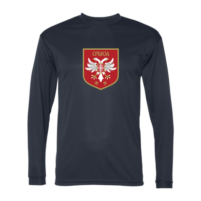 Men's Serbia National Football Soccer Team Logo Performance Long Sleeve T-Shirt