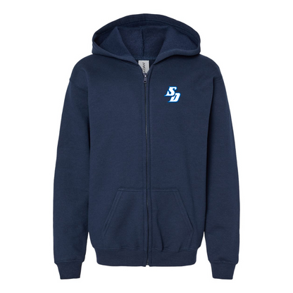 Gildan Heavy Blend Youth San Diego Toreros Logo Full Zip Hooded Sweatshirt