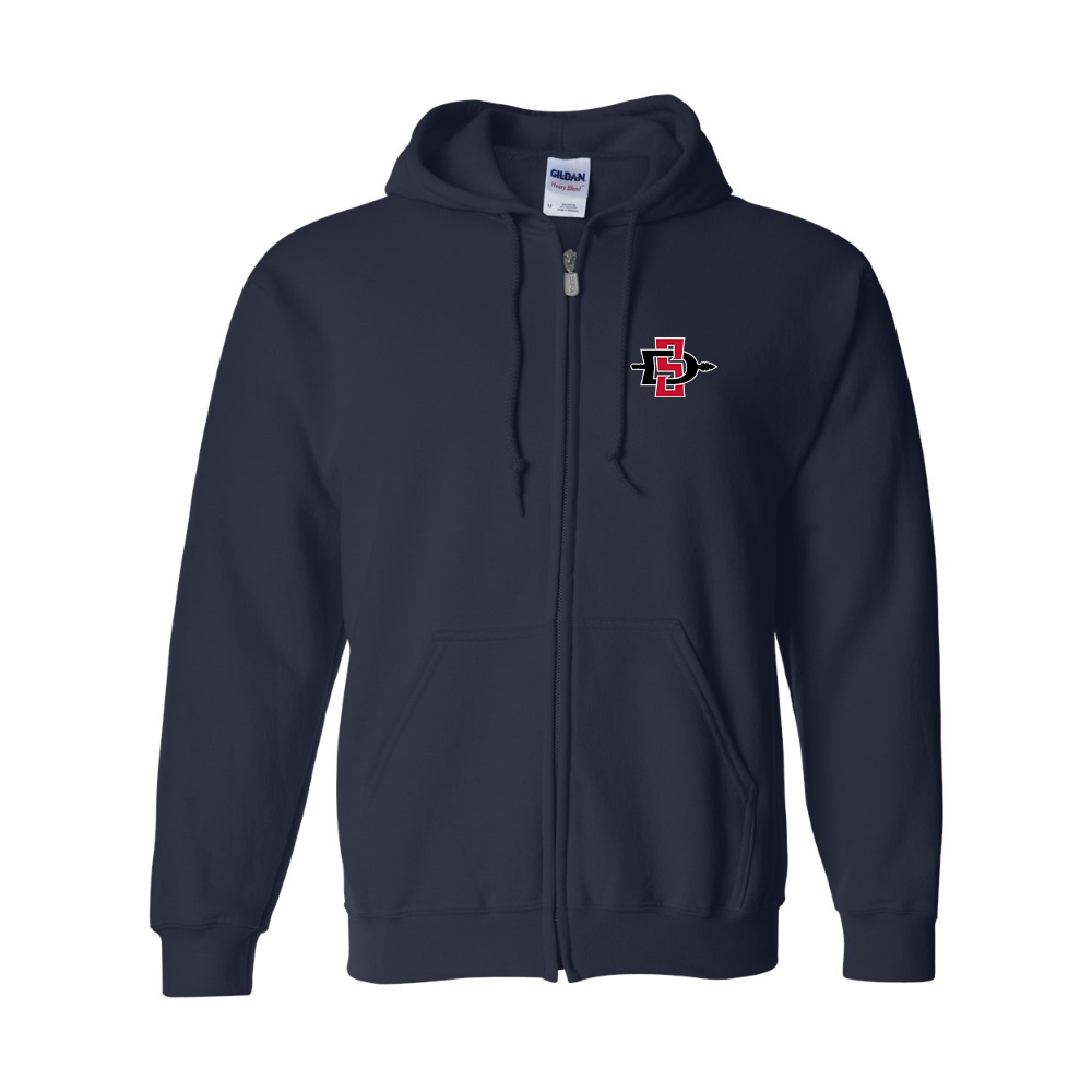 Men's San Diego State Aztecs Logo Gildan  Heavy Blend Full Zip Hooded Sweatshirt